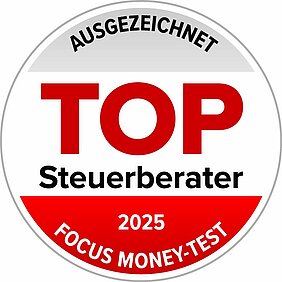 Siegel von Focus Money für die Auszeichnung Top Steuerberater 2025
