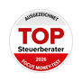Siegel von Focus Money für die Auszeichnung Top Steuerberater 2026
